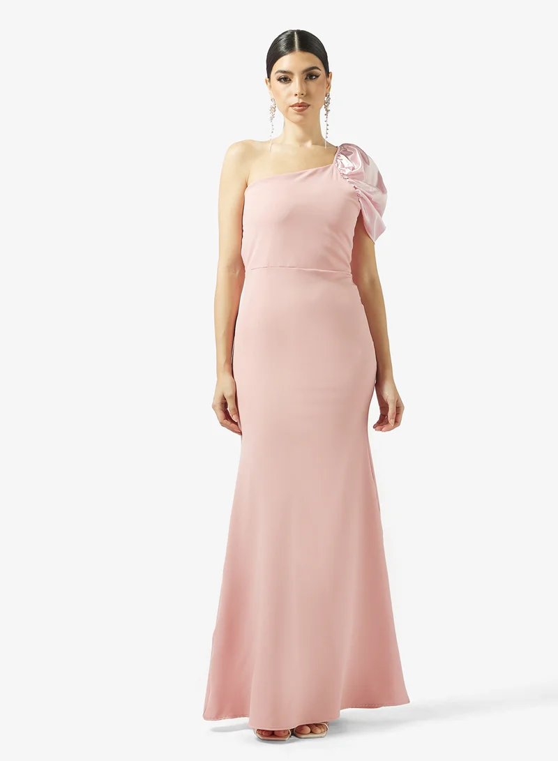 One Shoulder Ruffled Sleeve Dress